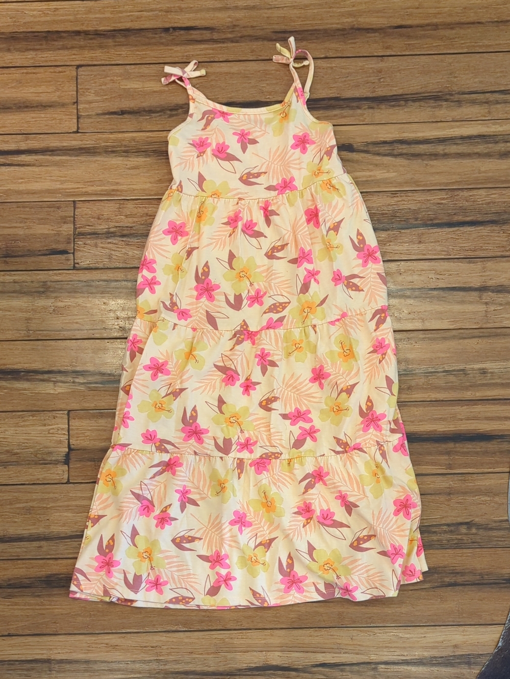 Cat & Jack Pink and Yellow Floral Tiered Sundress
